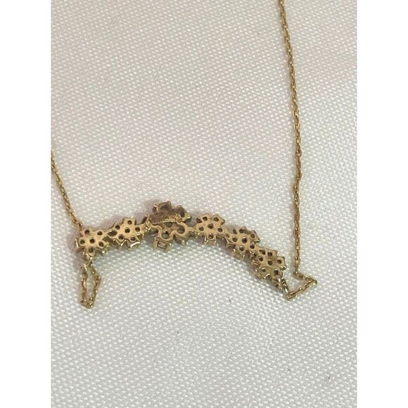 Sterling SIlver Rhinestone flower Necklace 18" - Picture 4 of 6